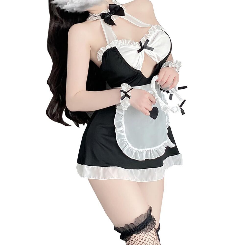 7408 Maid Outfit Lolita Cosplay Lingerie Janpanese Cute Apron Sexy Bunny